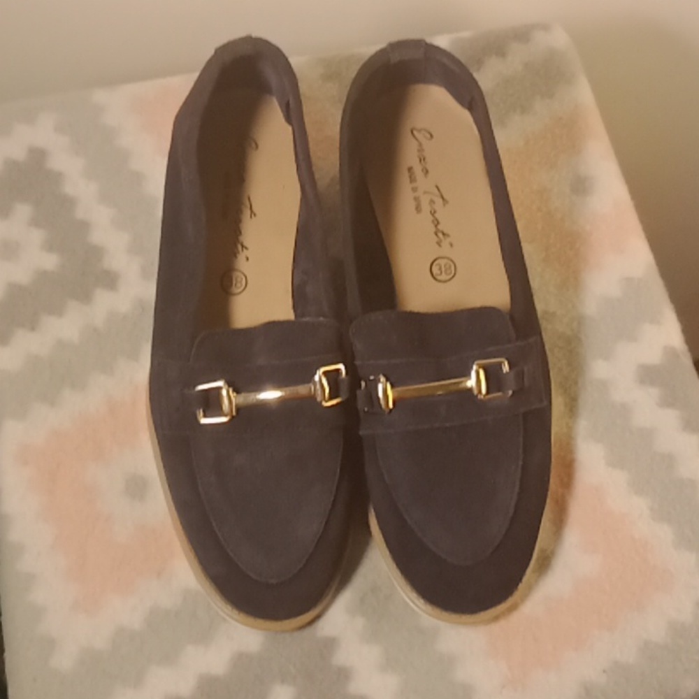 Enzo Tesoti Navy Leather Loafer Sz 38 / 7.5US
